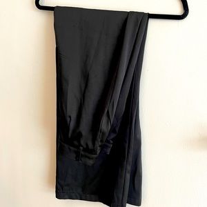 Satin black straight leg pants